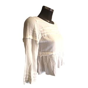 H&m Cream White Cropped Top 100% cotton size 6 button up back